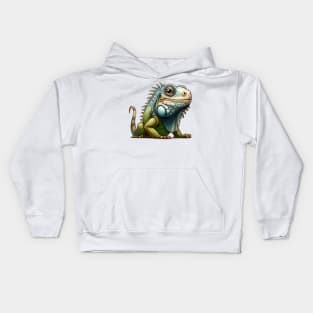 Elderly Iguana Illustration Kids Hoodie